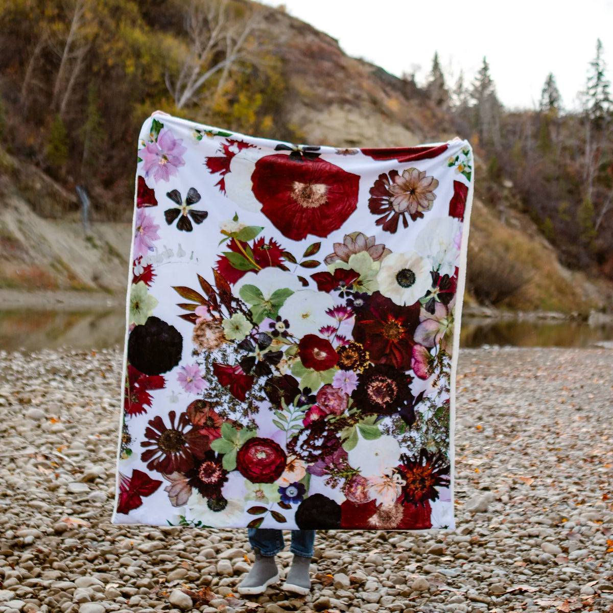 Dark Florals Throw Blanket