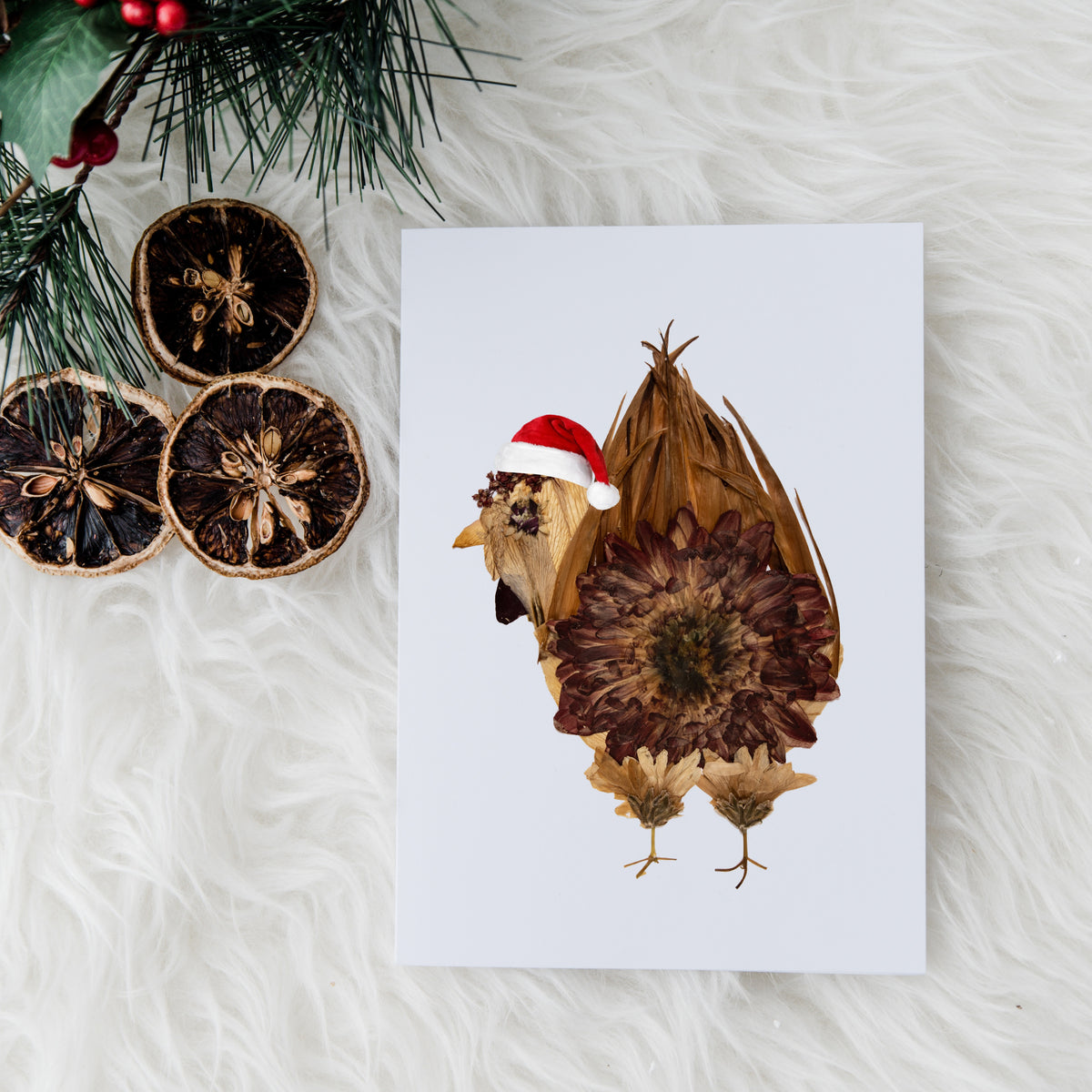 Christmas Chicken Butt Greeting Card by Oxeye Floral Co