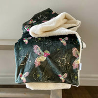 Plush Throw Blanket with Floral Hummingbird Pattern