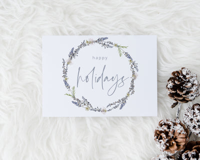 Lavender Holiday Wreath Greeting Card