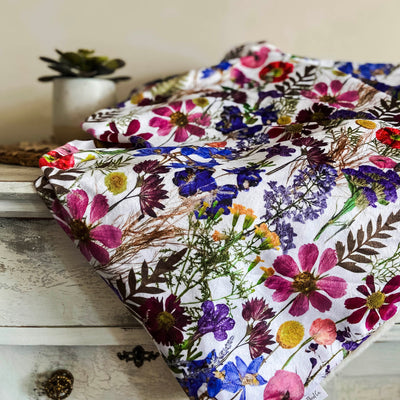 Plush throw blanket with bright flower design