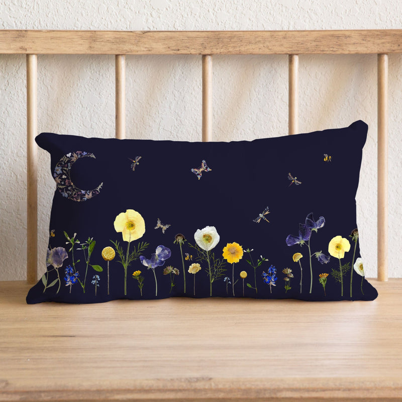 Midnight Meadow Lumbar Pillow Cover