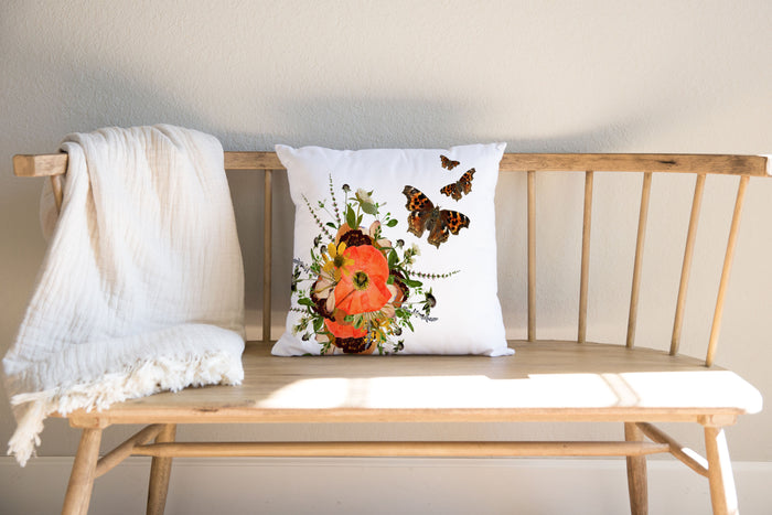 Orange bouquet & butterfly Pillow Cover