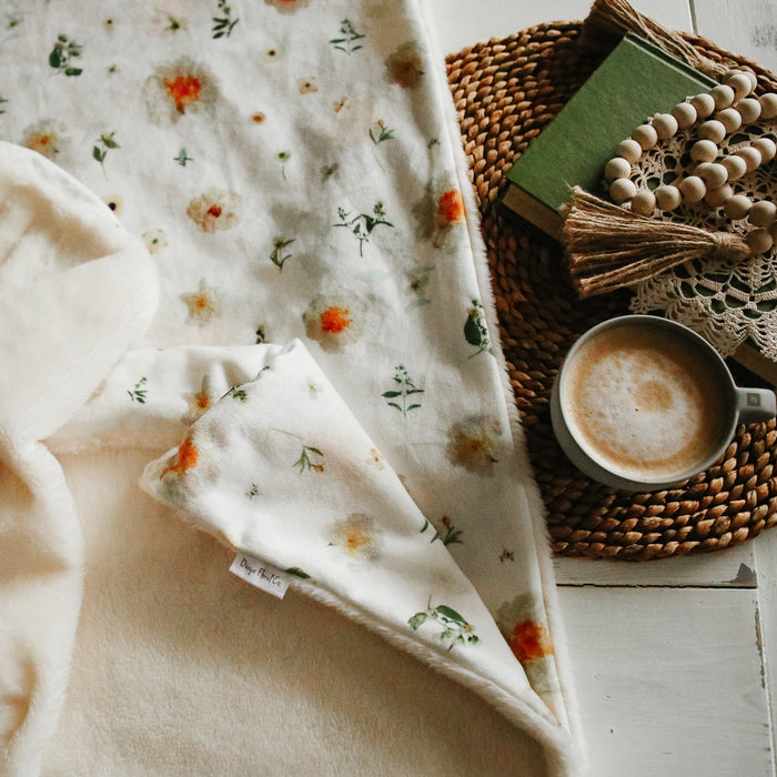 Neutral Florals Throw Blanket