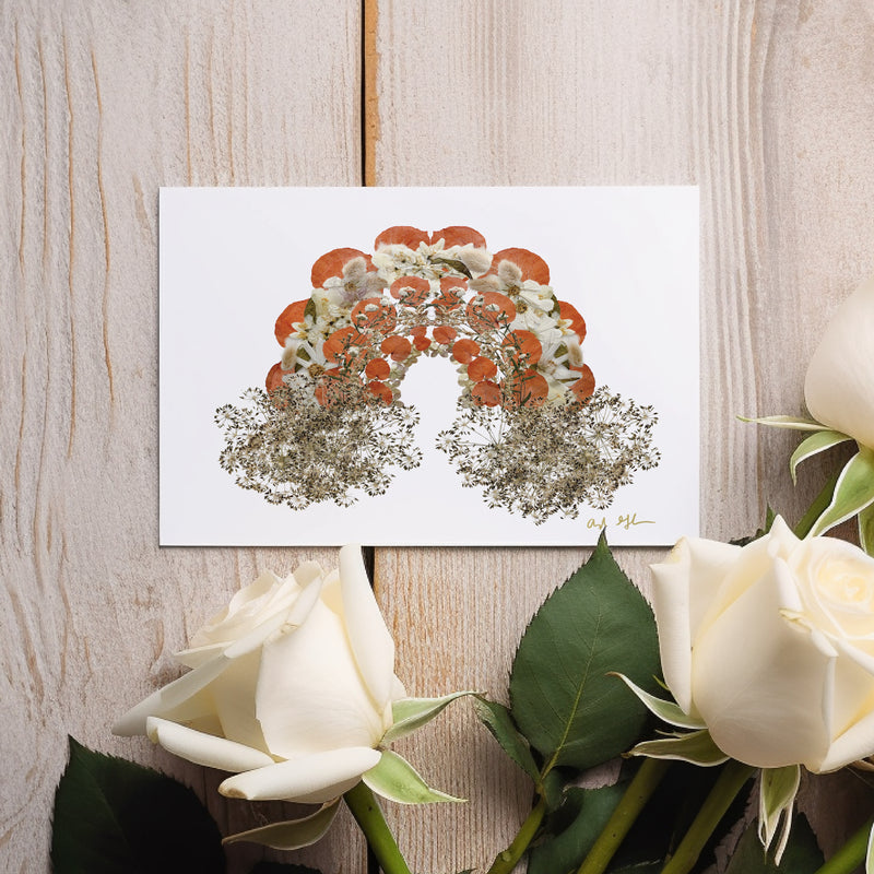 Orange & White Rainbow Greeting Card