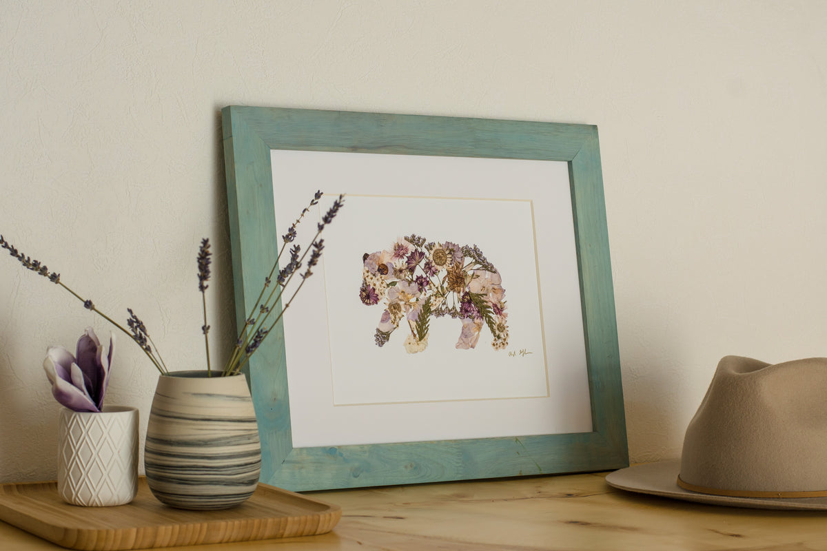 Pressed floral art print, Dainty Bear by Oxeye Floral Co