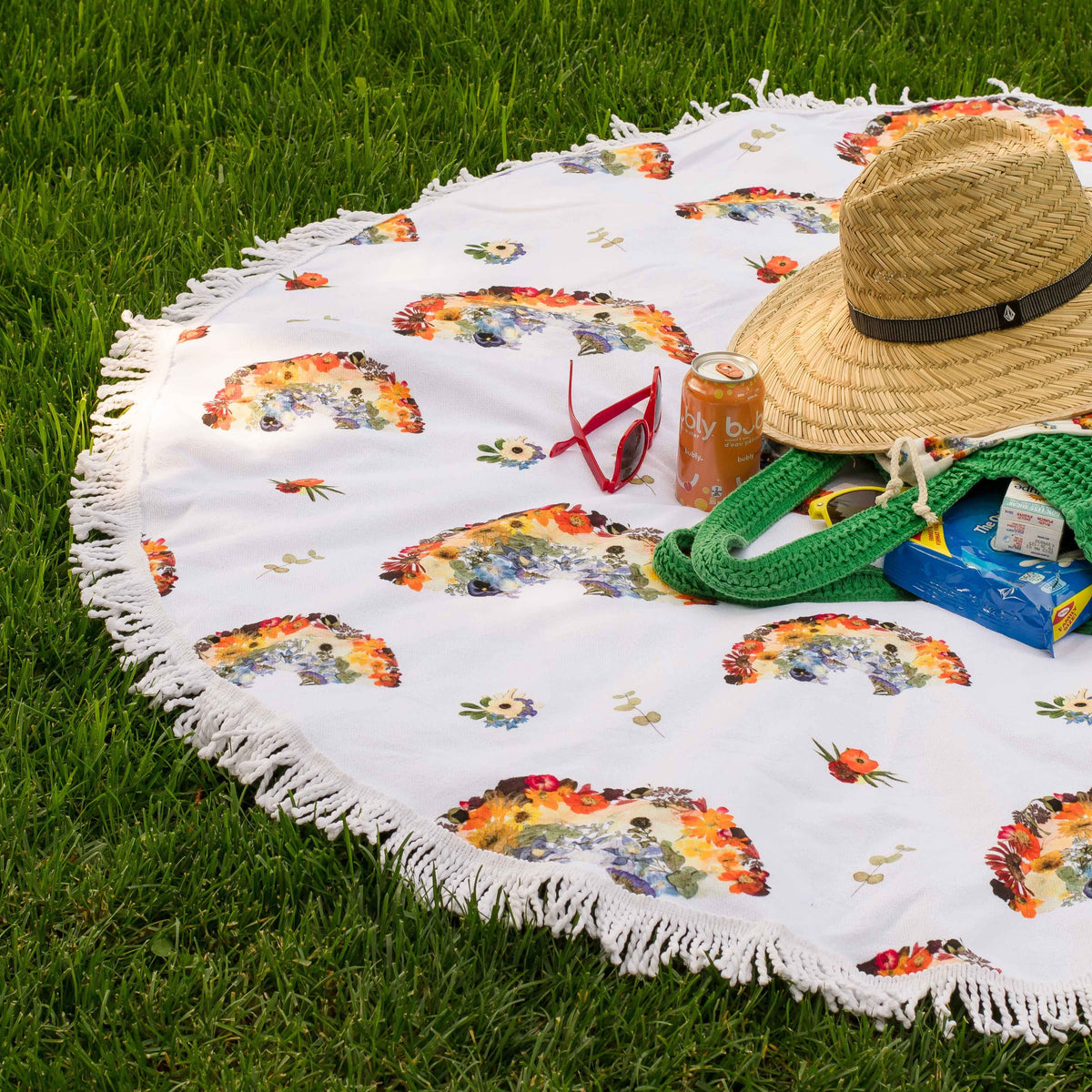 Floral Rainbows Picnic Blanket