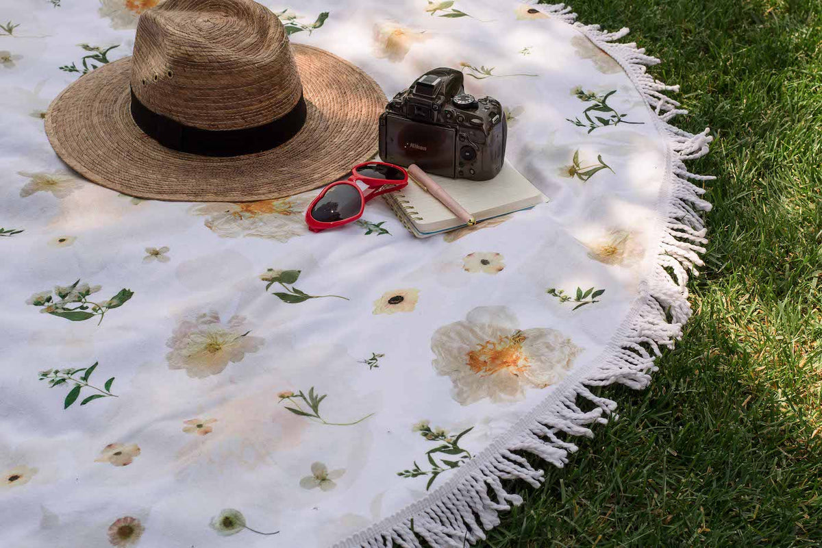 Neutral Florals Picnic Blanket