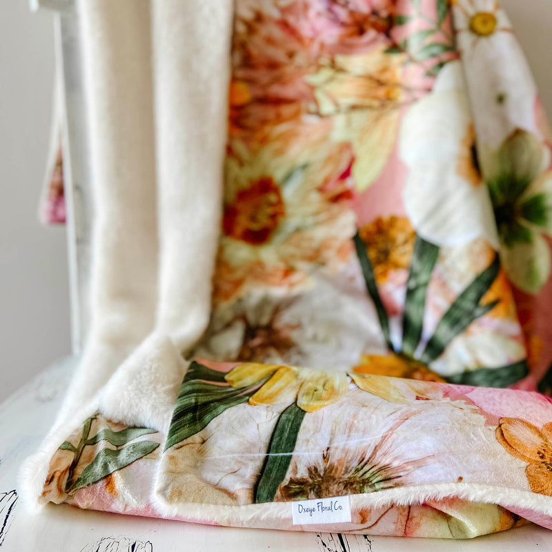 Soft luxury throw blanket with floral design