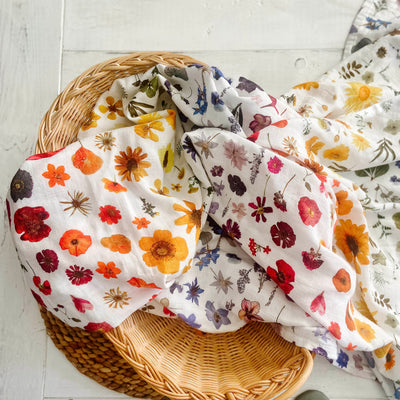Muslin Swaddle with Colorful Flower Print