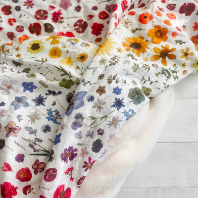 Newborn Muslin Swaddle with Bright Flower Print