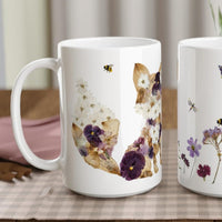 Meadow fox pressed flower mug