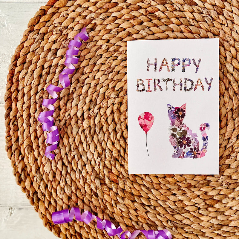 Floral Cat Birthday Card