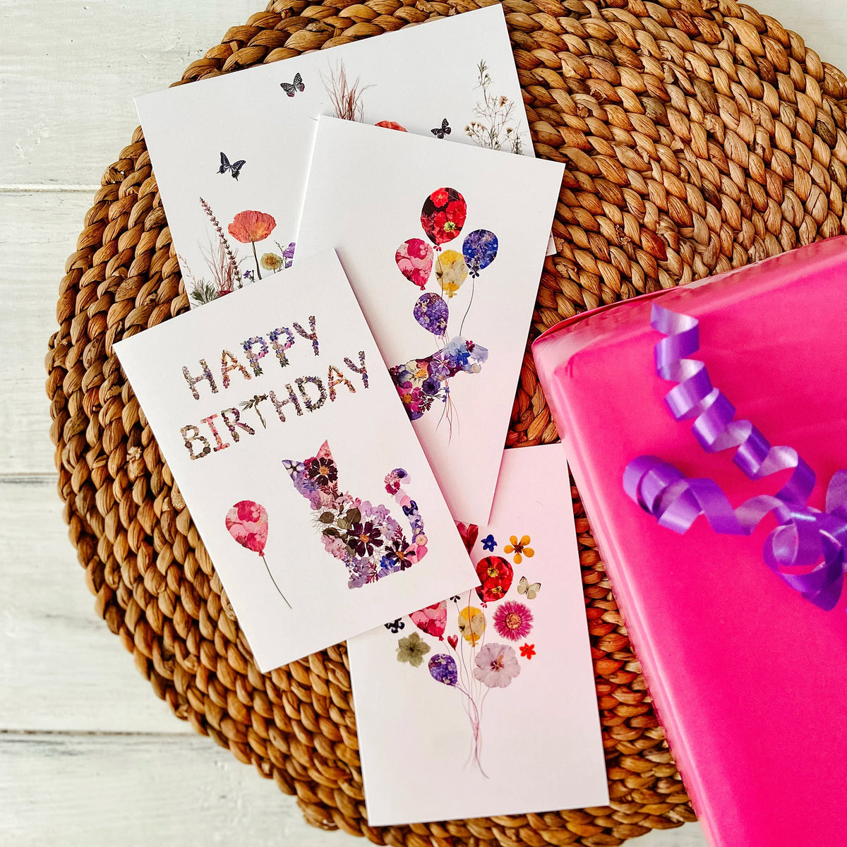 Floral Cat Birthday Card