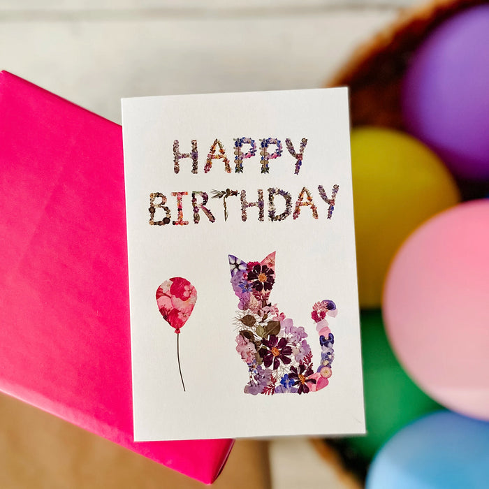 Floral Cat Birthday Card