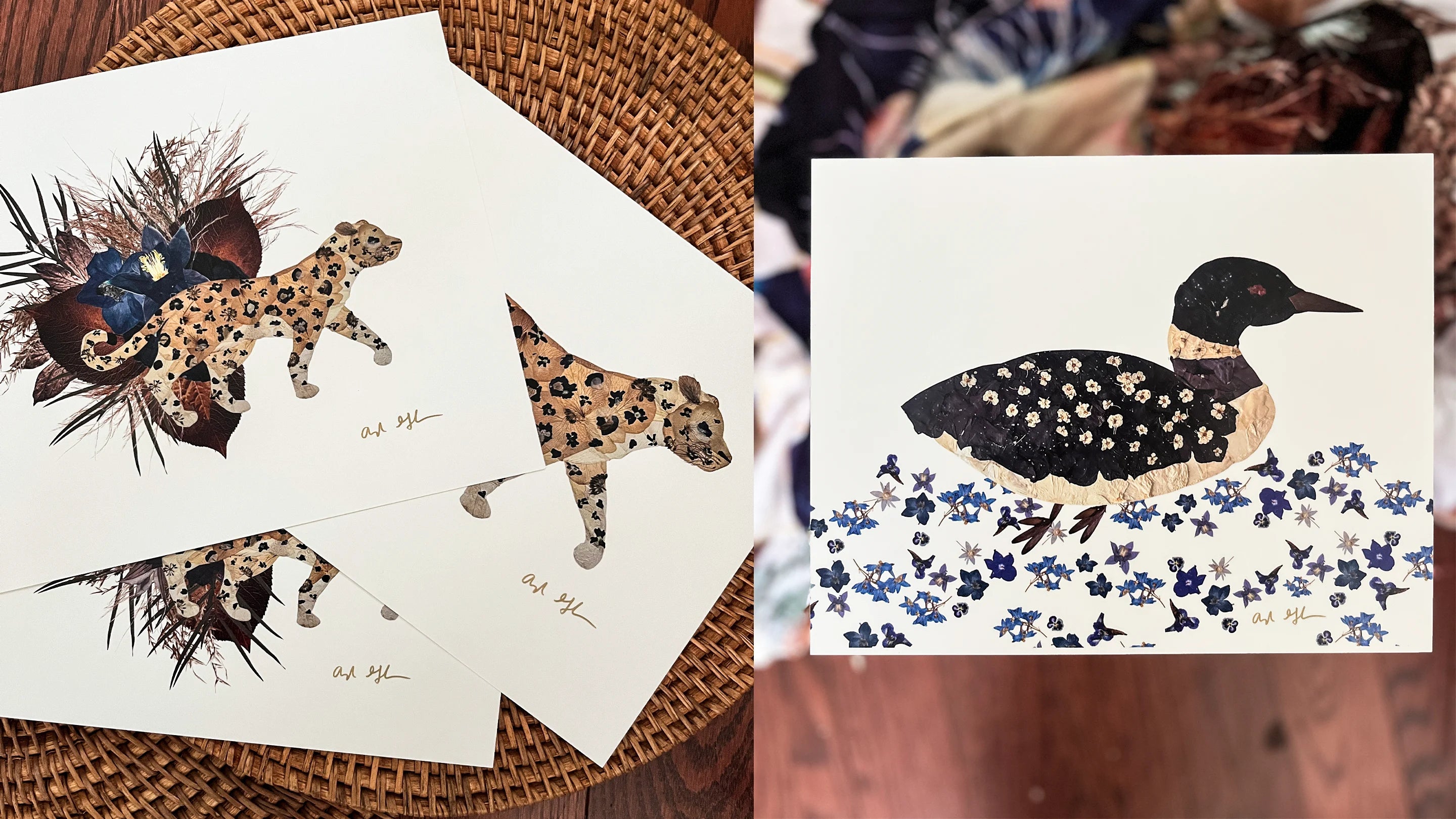 Fall 2024 New Art Prints by Oxeye Floral Co. featuring Loon and Leopard