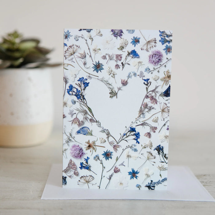 Greeting card with floral design on a white background