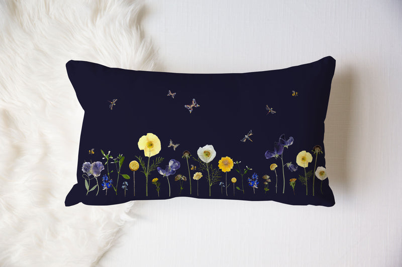 Midnight Meadow Lumbar Pillow Cover