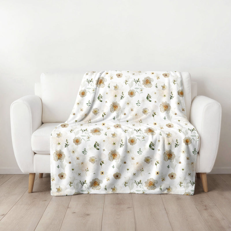 Neutral Florals Throw Blanket