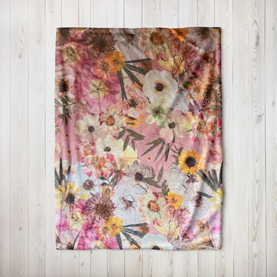 Peaches & Sunshine Floral Throw Blanket
