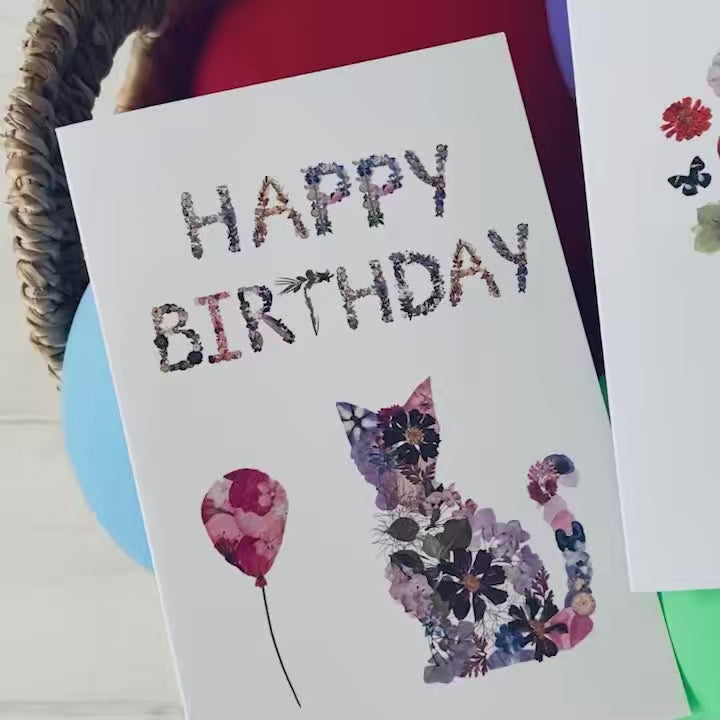 Floral Cat Birthday Card