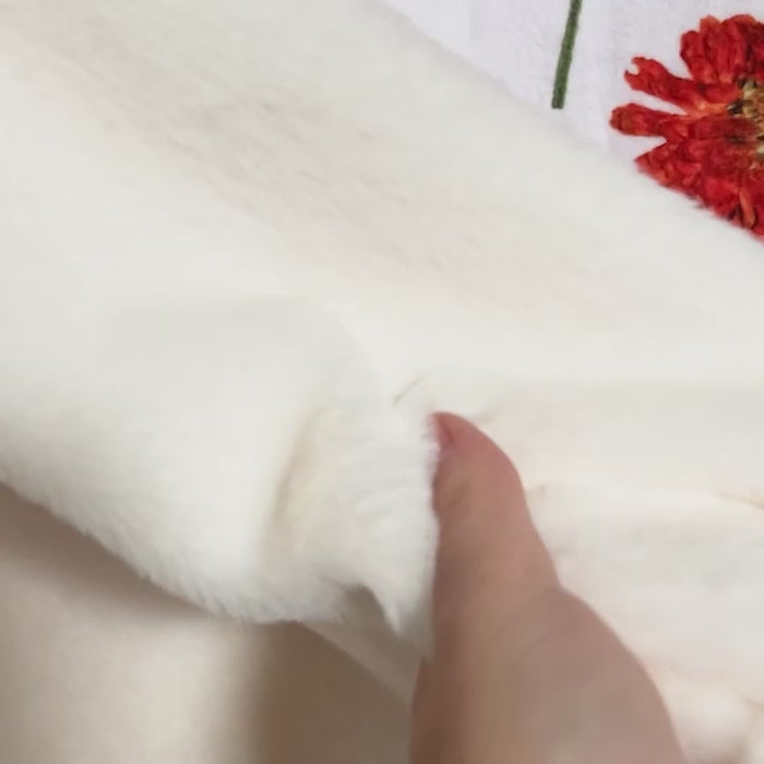 Pressed Floral Blanket with Colourful Flowers with Stems on a White Backing