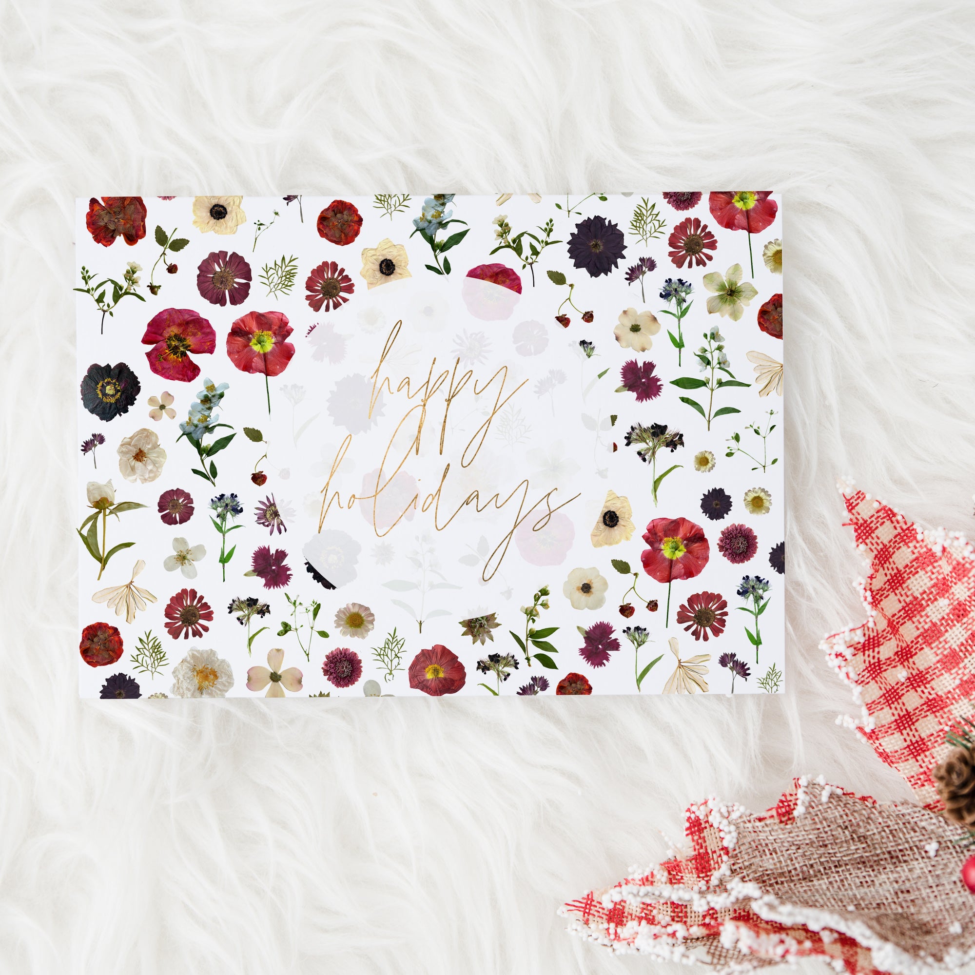 Scattered holiday florals Greeting Card