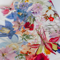 Colorful floral throw blanket with pressed flowers