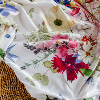 Floral throw with colourful flowers