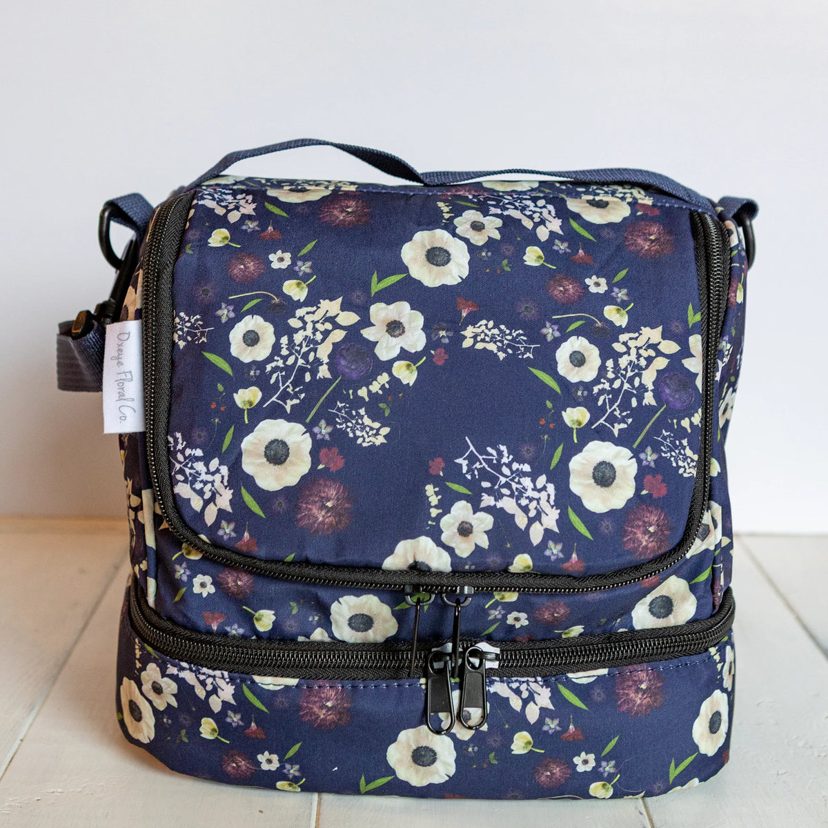 Pressed floral soft lunch box on a white background