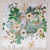 Faux Silk Wrap, laid flat to show neutral floral Botanical Harmony design