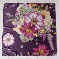 Faux Silk Wrap, laid flat to show dramatic burgundy pressed flower Cottage Garden design